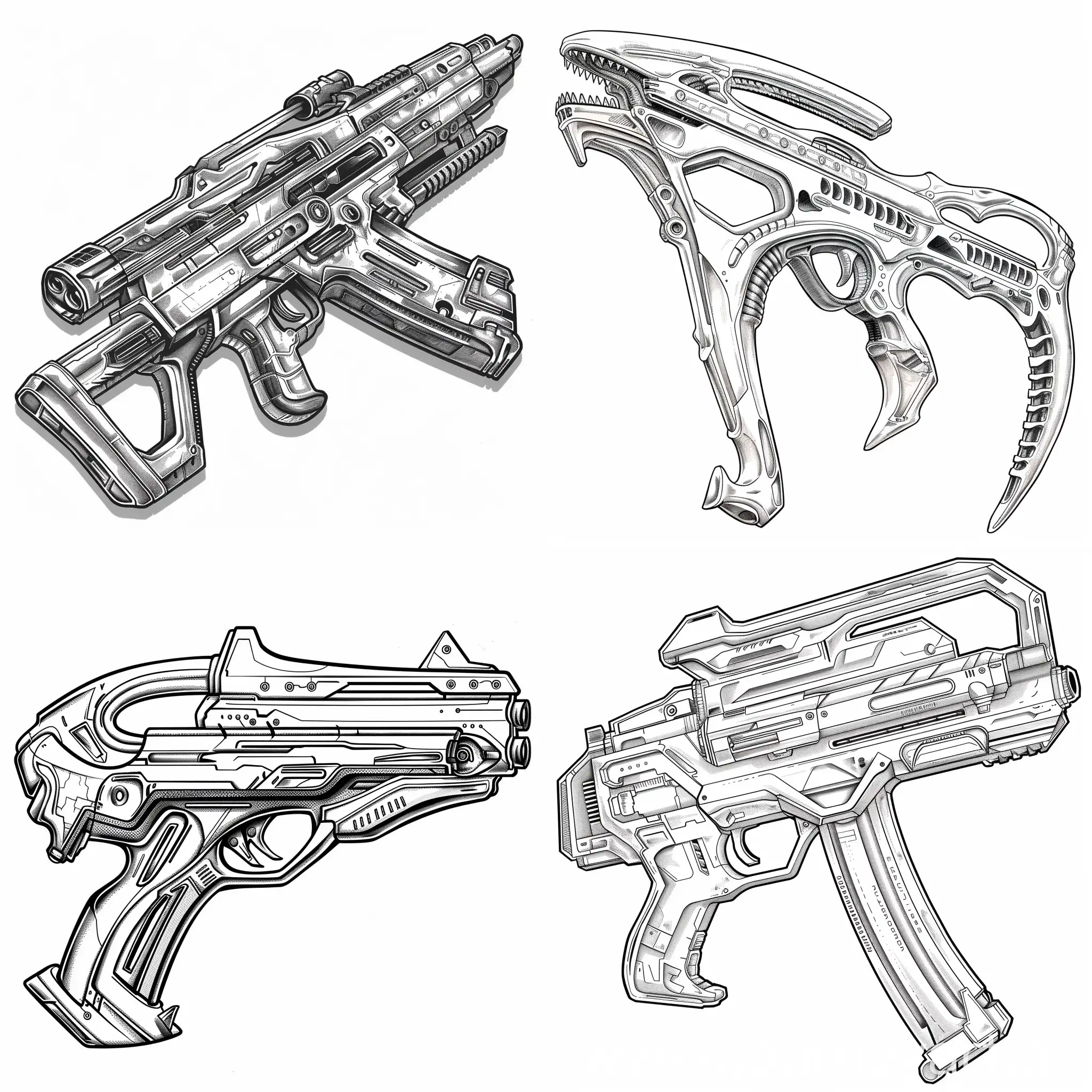 Minimalist-HR-Giger-Style-Alien-Rifle-Drawing