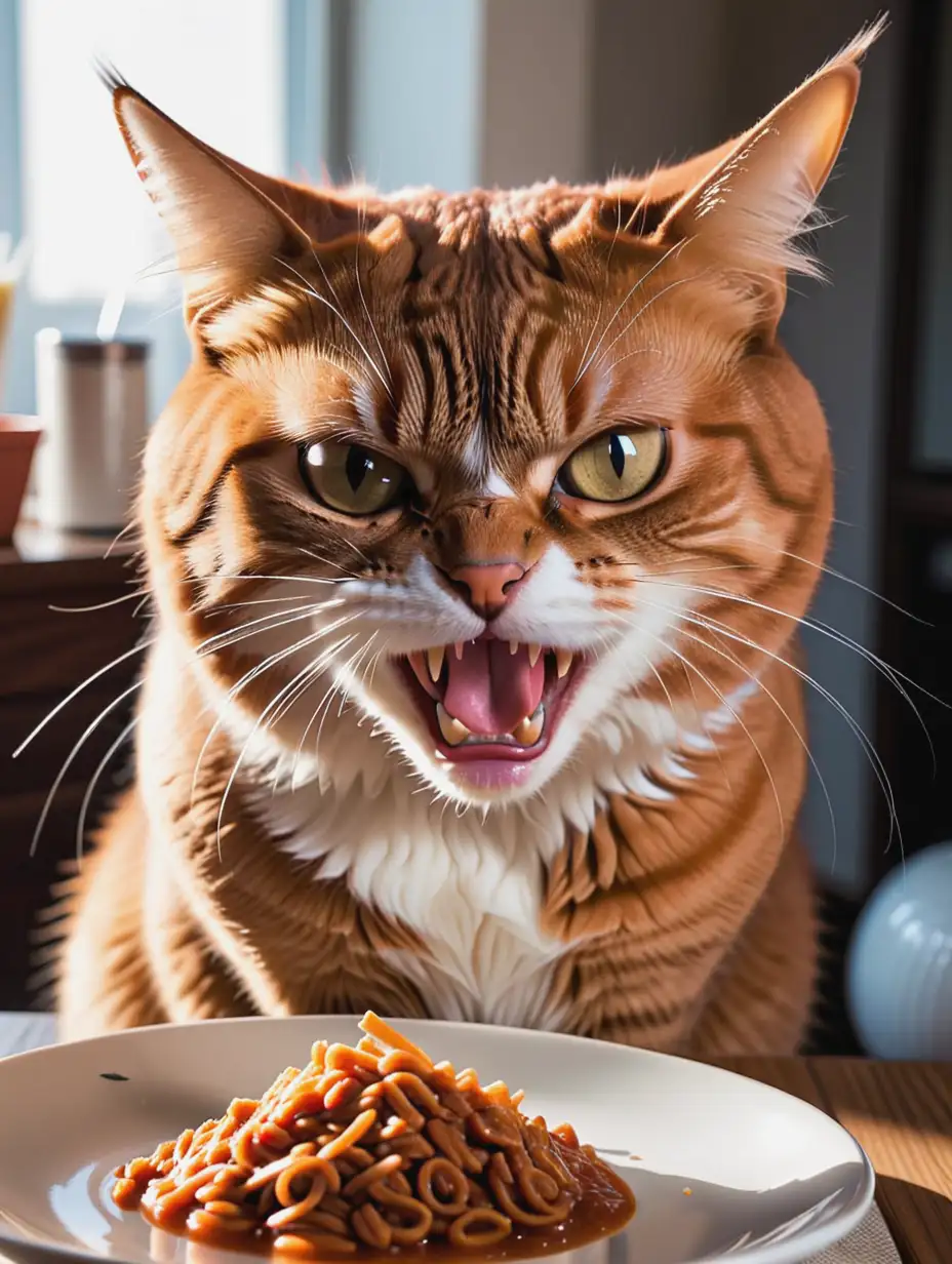 Hungry Cat Expressing Anger for Food