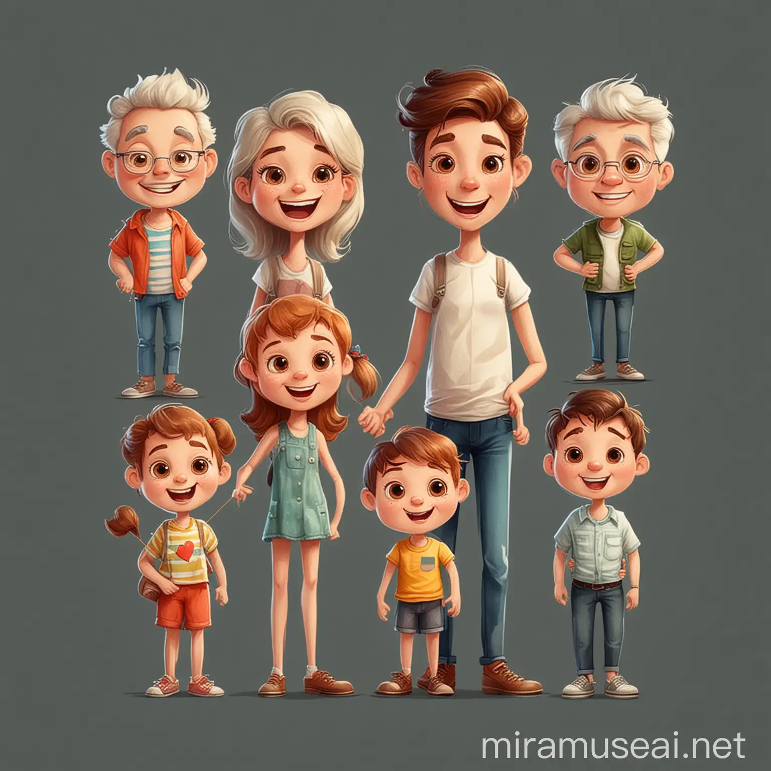 Happy Family Illustrations with Transparent Background for Digital Design