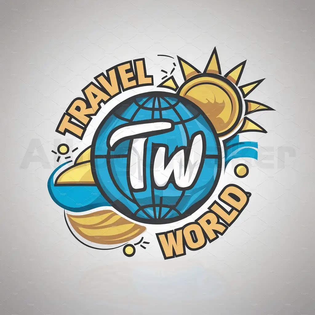 LOGO-Design-For-Travel-World-Vibrant-Globe-Encircled-by-Sun-Sea-and-Sand