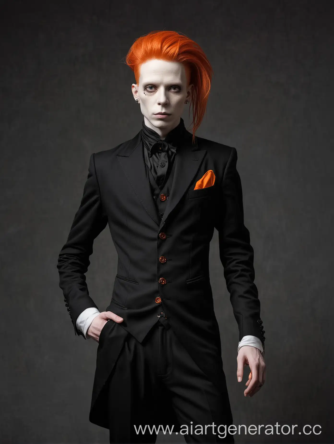 Charismatic-Pale-Performer-in-Extravagant-Black-Suit-with-Striking-Red-Hair