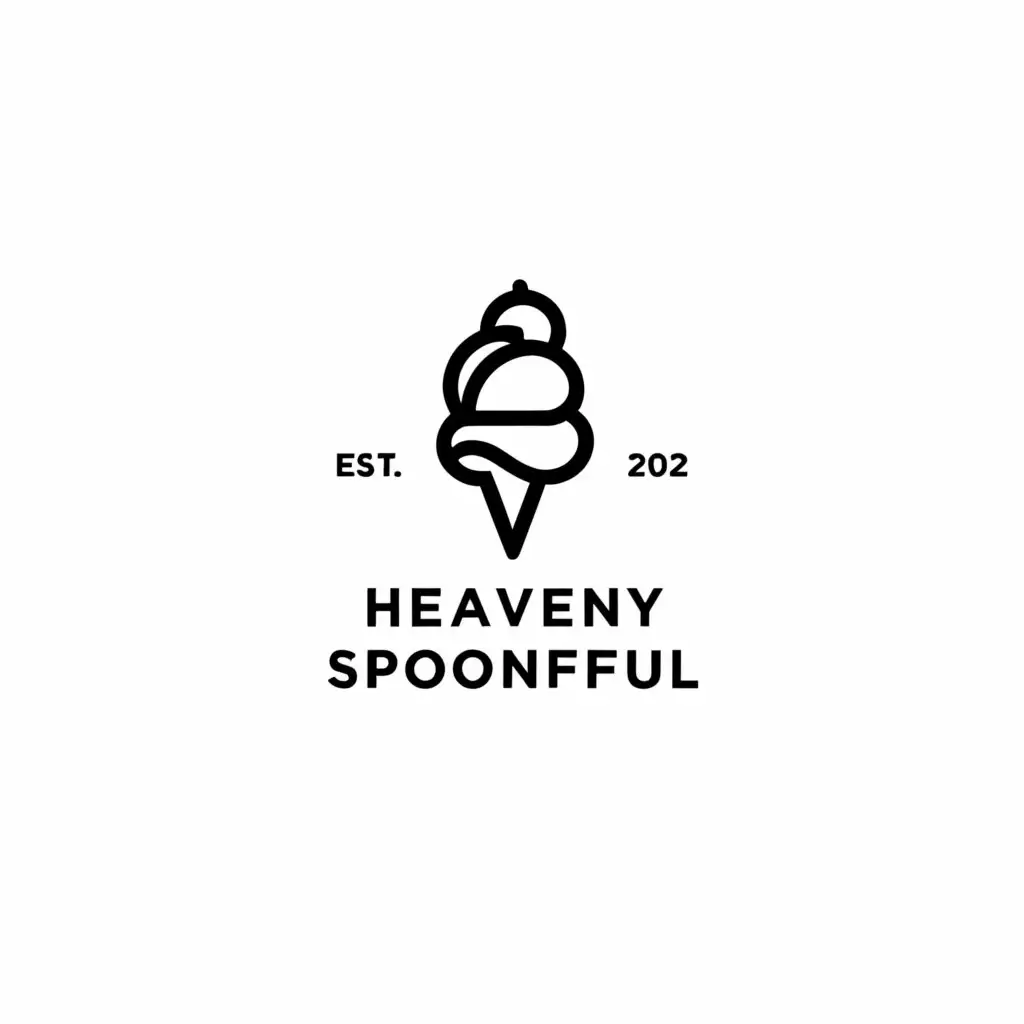a logo design,with the text "heavenly spoonful", main symbol:scoop of ice cream,Minimalistic,clear background