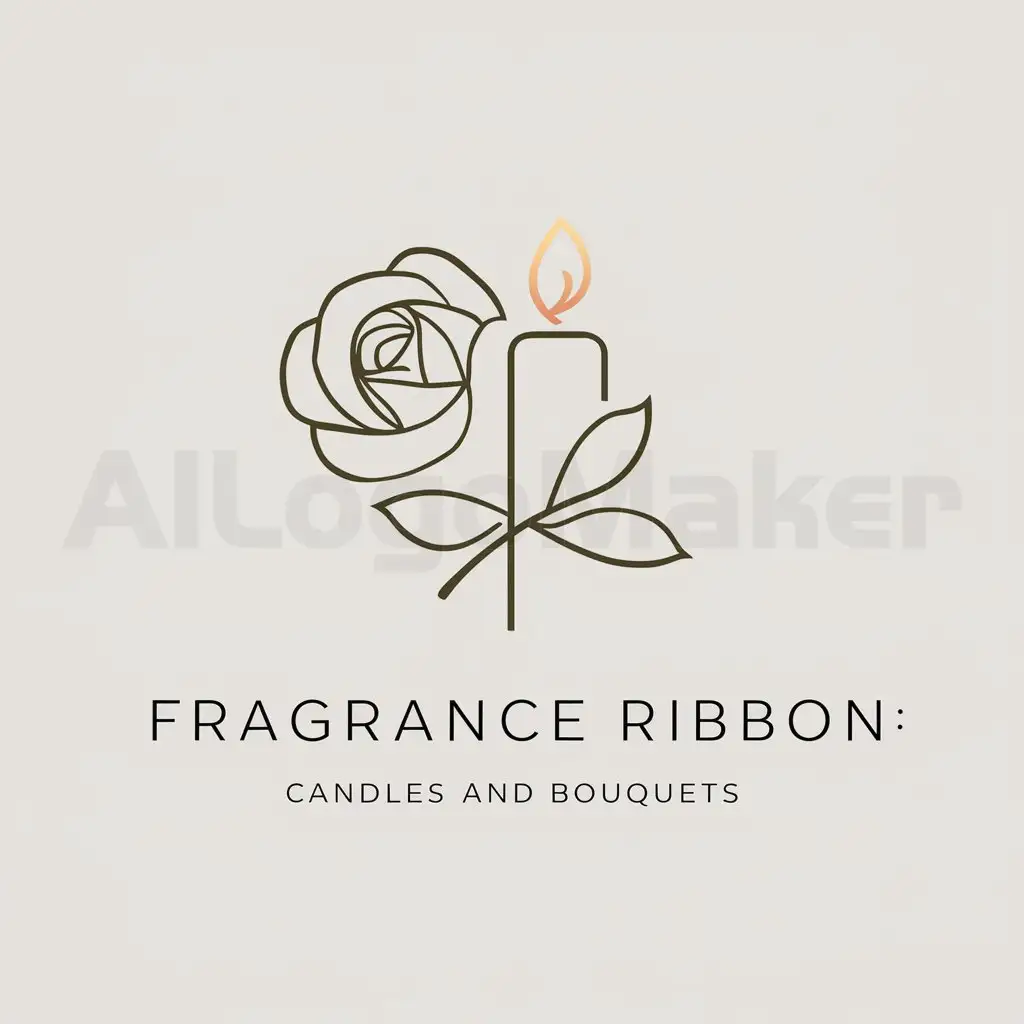 a logo design,with the text "Fragrance ribbon: candles and bouquets", main symbol:Atlas roses and candles,Minimalistic,clear background