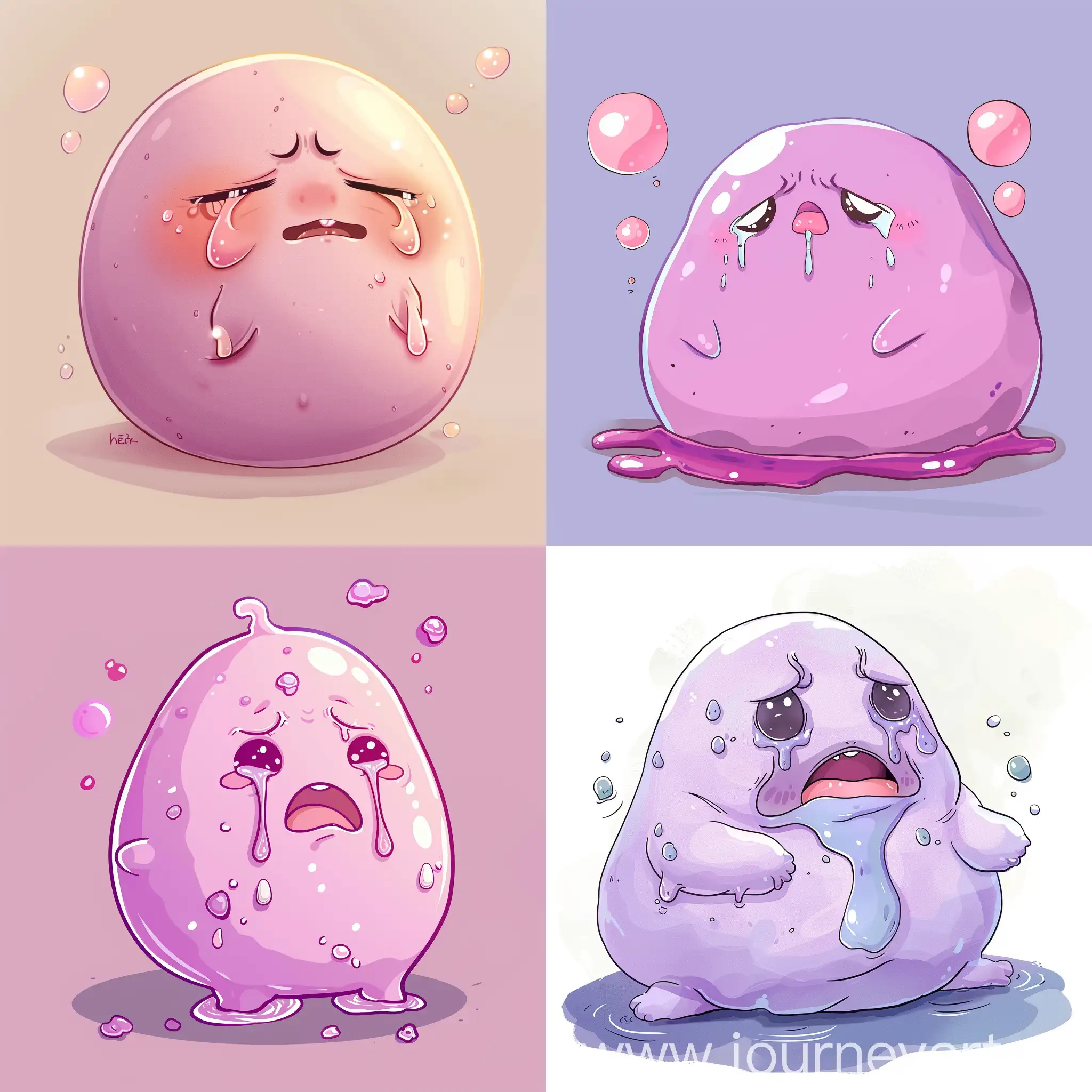 cute fat slime is crying very hard,he fart1ng by the way, kawaii art