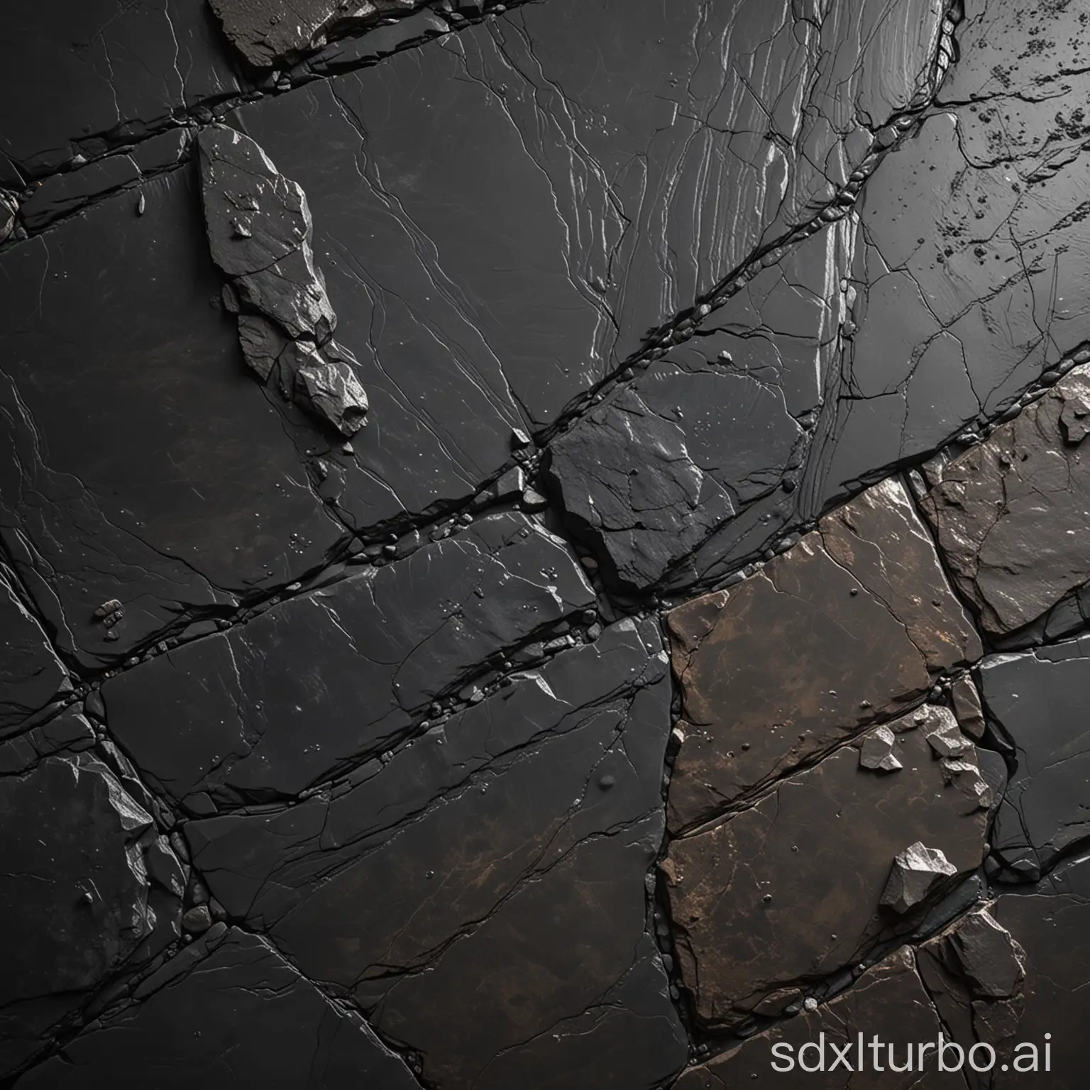 a realistic dark rock ona vulkano floor