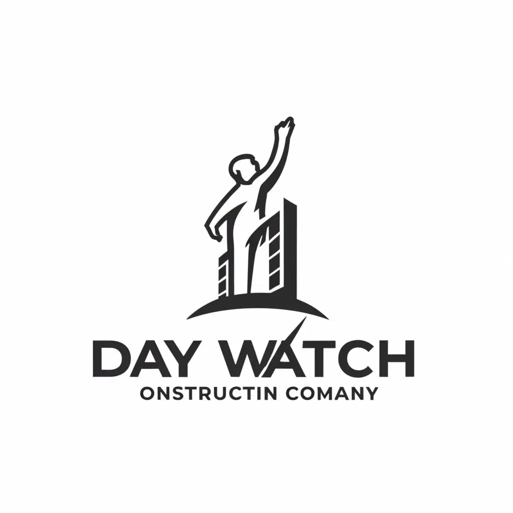 a logo design,with the text "Day Watch", main symbol:Man and building, minimalism,Moderate,be used in Construction industry,clear background