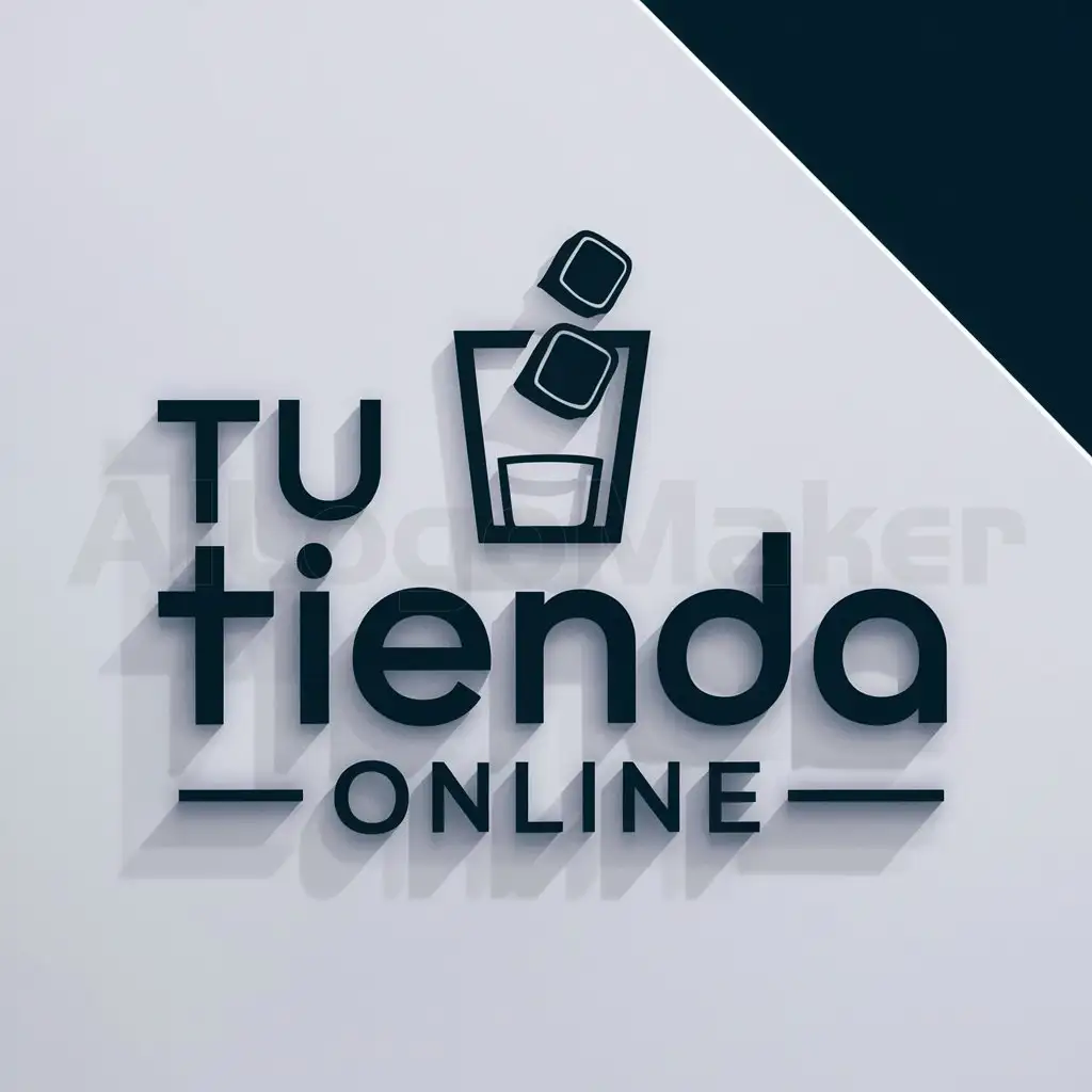 a logo design,with the text "tu tienda online", main symbol:unos cubitos de hielo cayendo en un vaso,Moderate,clear background