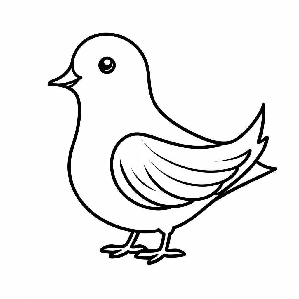 abstract shape of a cute and adorable dove, facing the viewer, coloring page, Coloring Page, black and white, line art, white background, Simplicity, Ample White Space. The background of the coloring page is plain white to make it easy for young children to color within the lines. The outlines of all the subjects are easy to distinguish, making it simple for kids to color without too much difficulty