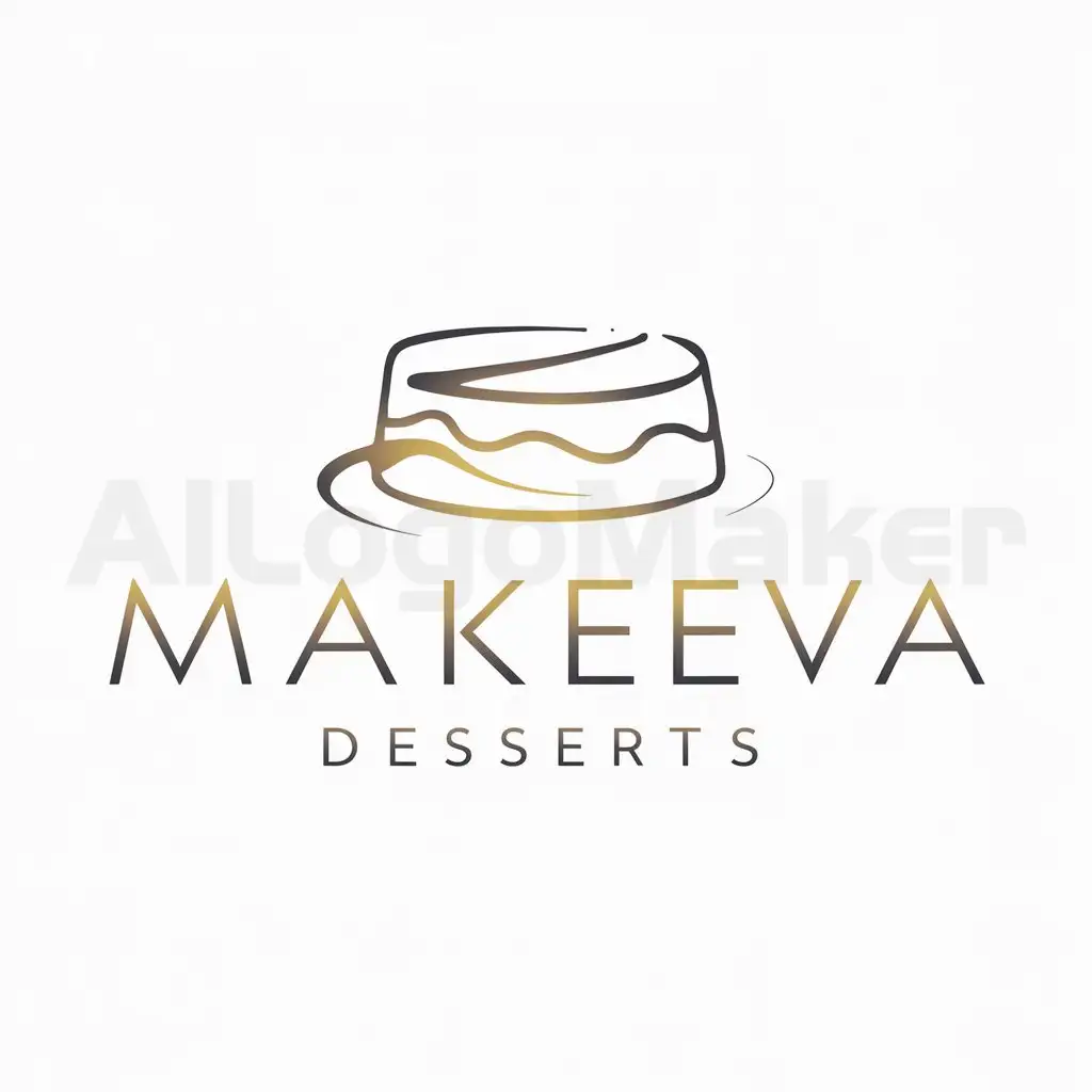 a logo design,with the text "MAKEEVA DESSERTS", main symbol:tort,Minimalistic,be used in Restaurant industry,clear background