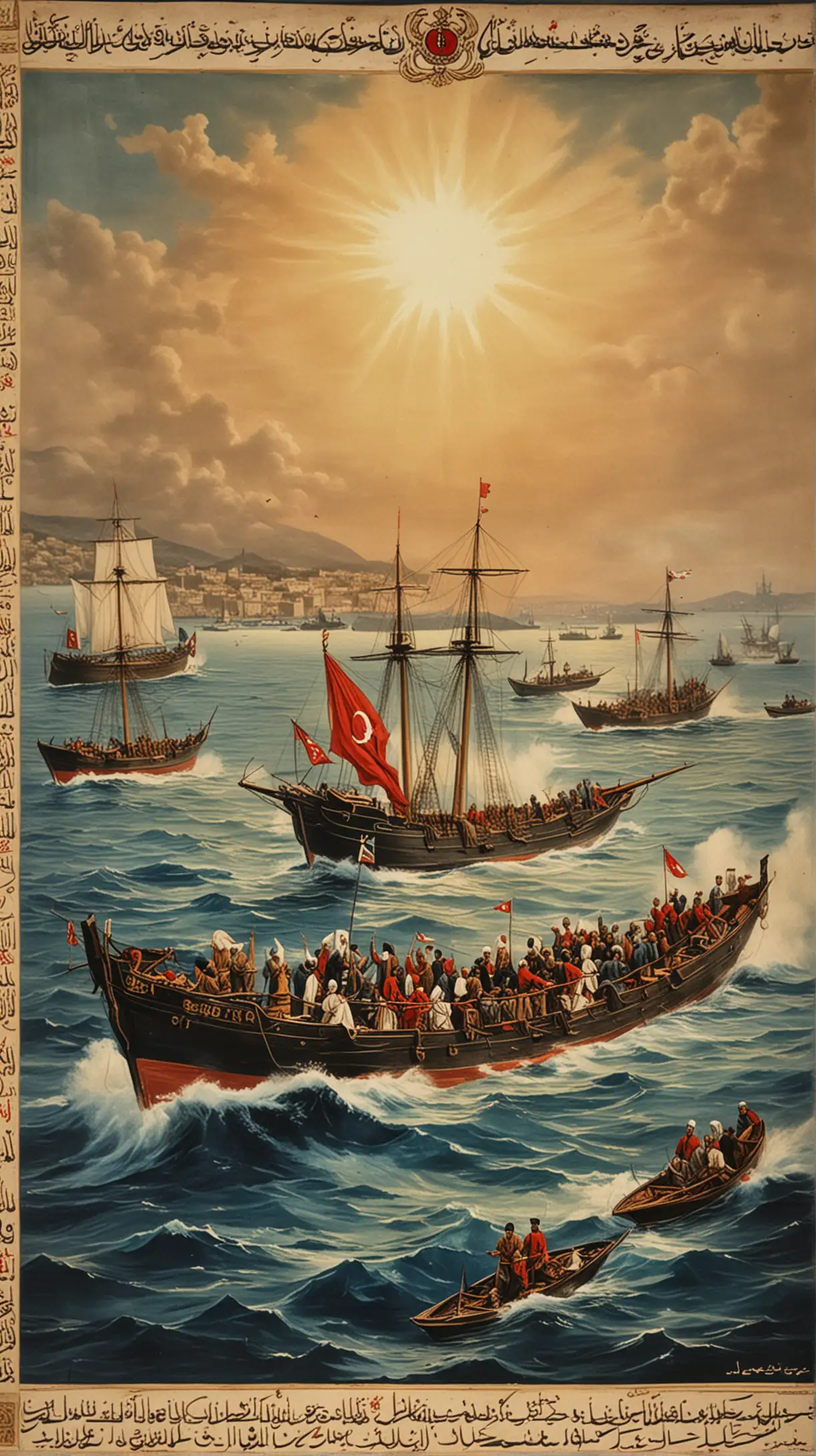Historical Ottoman Navy Poster Featuring Nusrets Service