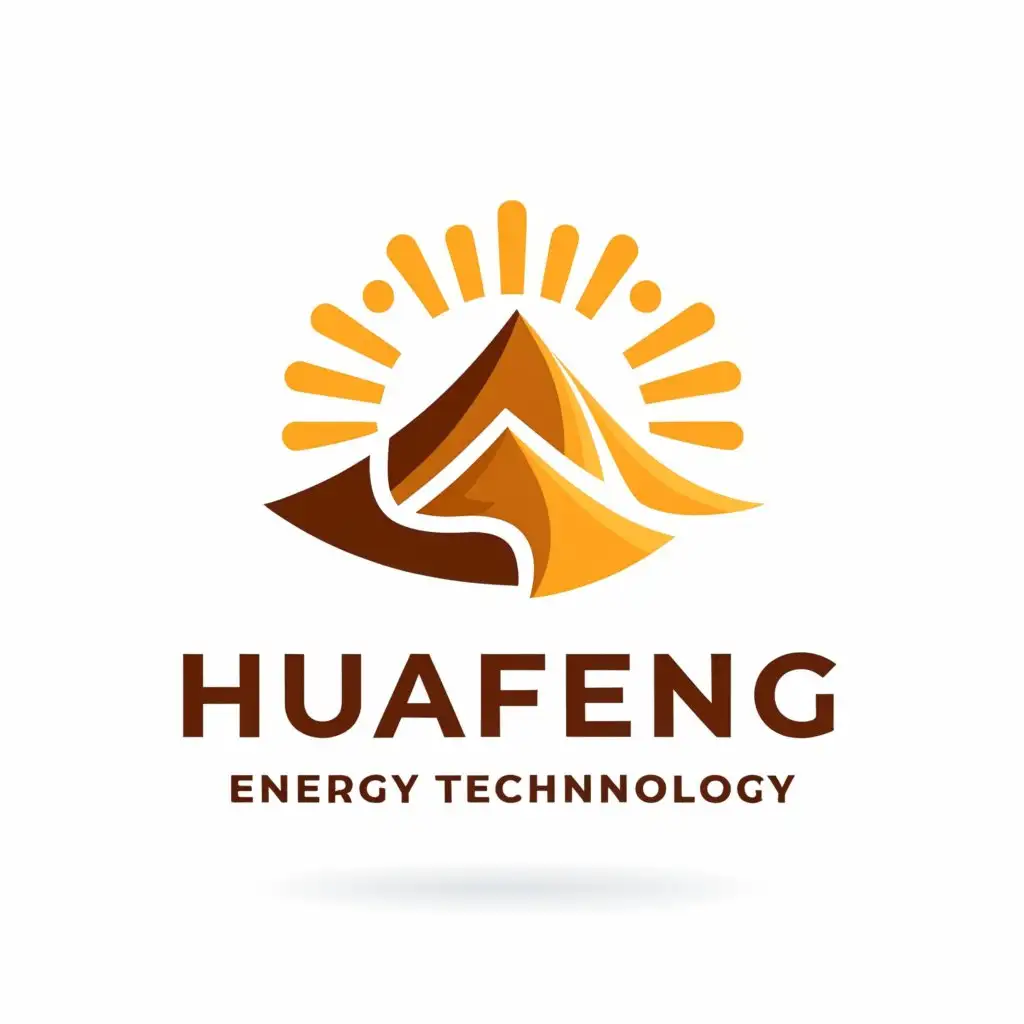 a logo design,with the text "Huafeng Energy Technology", main symbol:The sun with shining mountain peaks reaching upwards.,Moderate,clear background