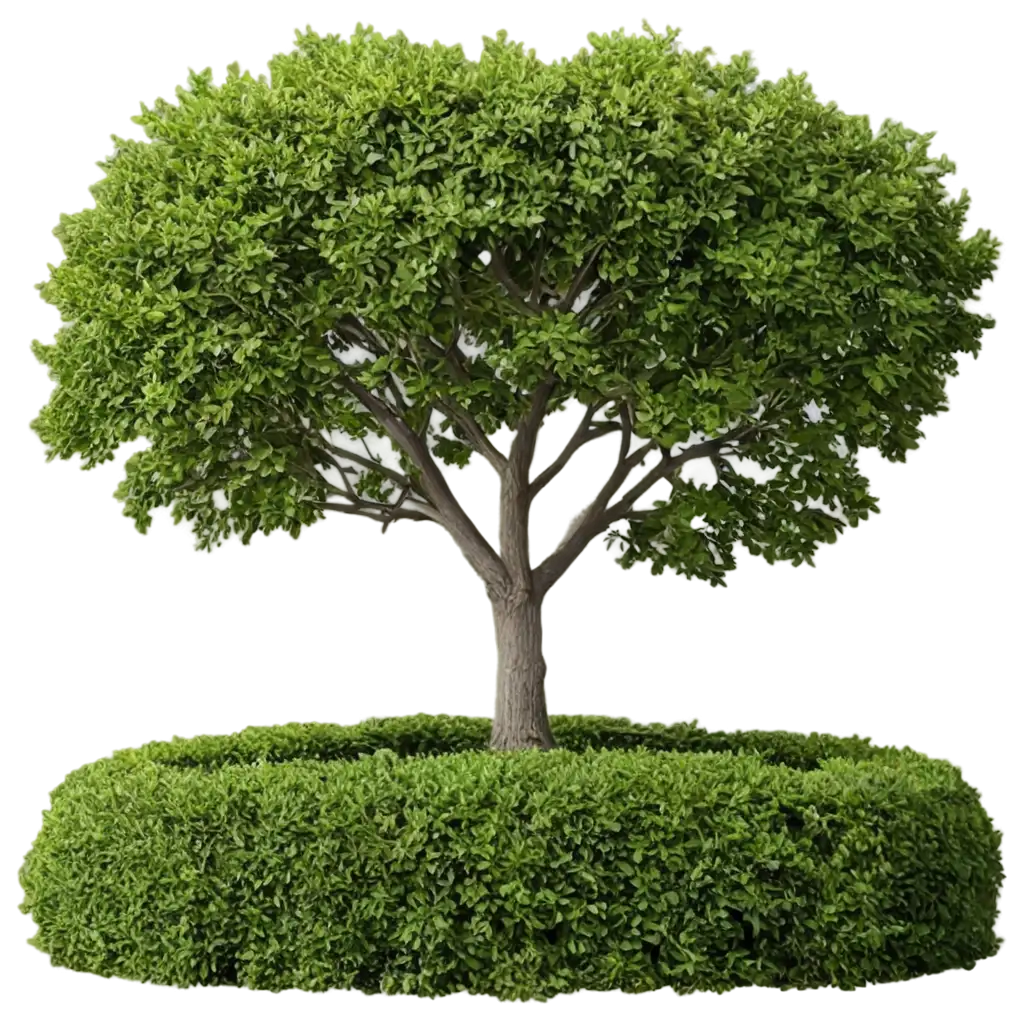 tree with bushes underneath