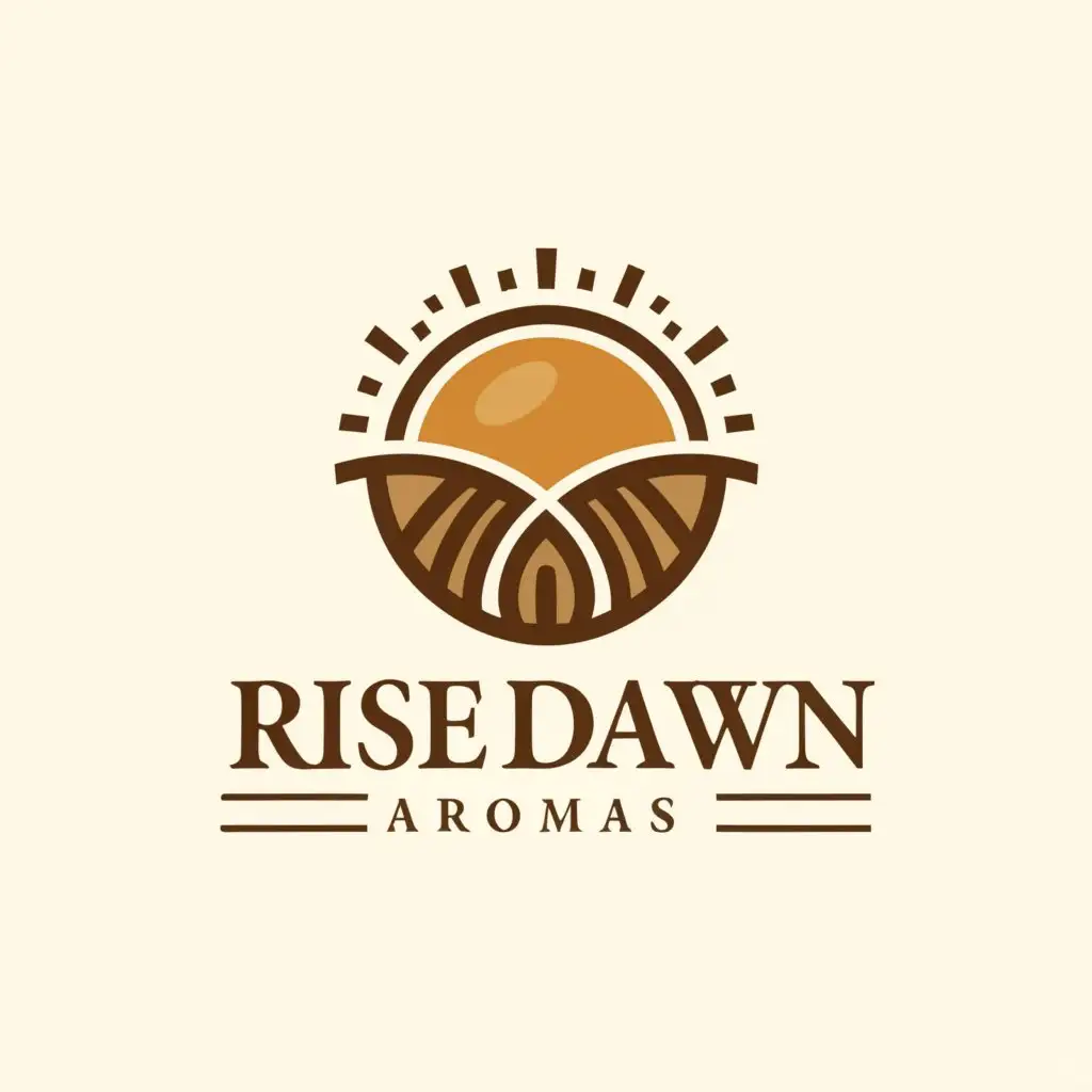 a logo design,with the text "Rise Dawn Aromas", main symbol:rise sun,dawn and coffee,Moderate,be used in coffee shop industry,clear background