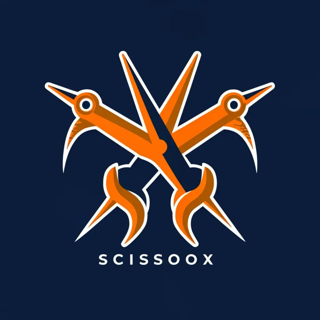 a logo design,with the text "SCISSOREX ", main symbol:scissor with teeth,complex,be used in Gaming industry,clear background