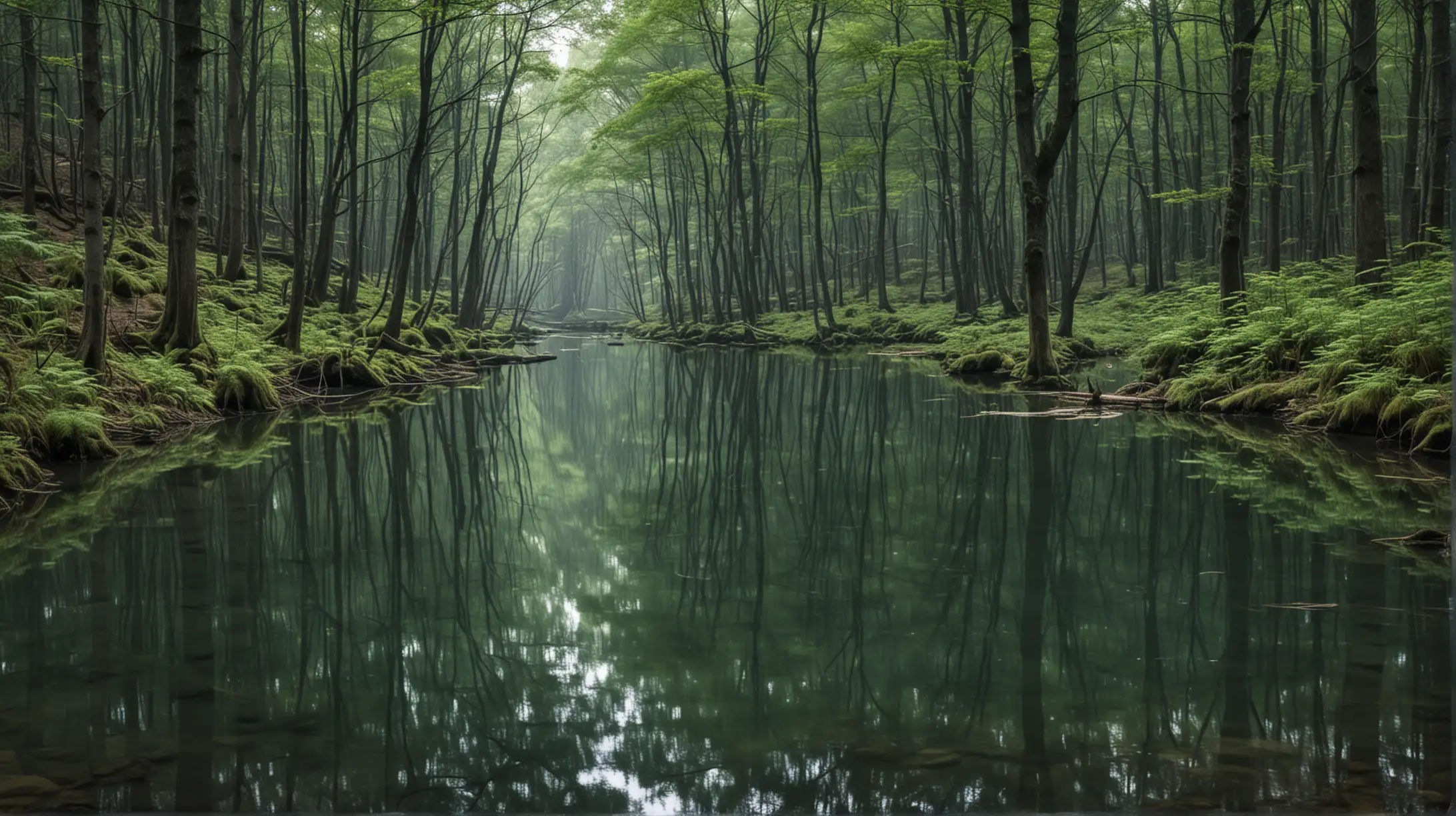 Tranquil Forest Pond Surrounded by Serenity
