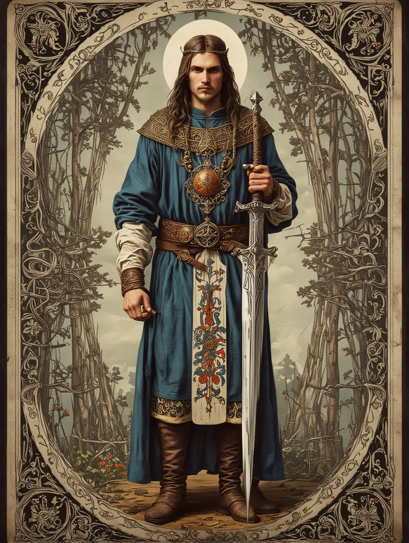 Slavic-Style-Tarot-Card-with-Symmetrical-Sword-Holder