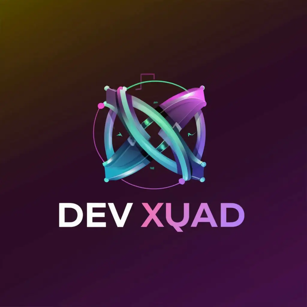 a logo design,with the text "Dev Xquad", main symbol:Software design with 3D,complex,be used in Technology industry,clear background