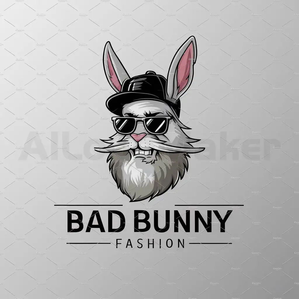 a logo design,with the text "Bad Bunny Fashion", main symbol:stylish pompous major brutal rabbit cap sunglasses beard,Moderate,be used in Retail industry,clear background