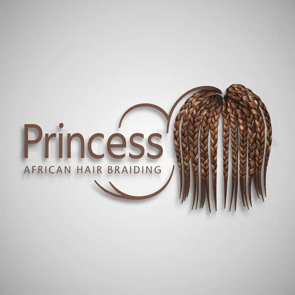 a logo design,with the text "Princess African Hair Braiding", main symbol:3d display,Moderate,be used in Beauty Spa industry,clear background