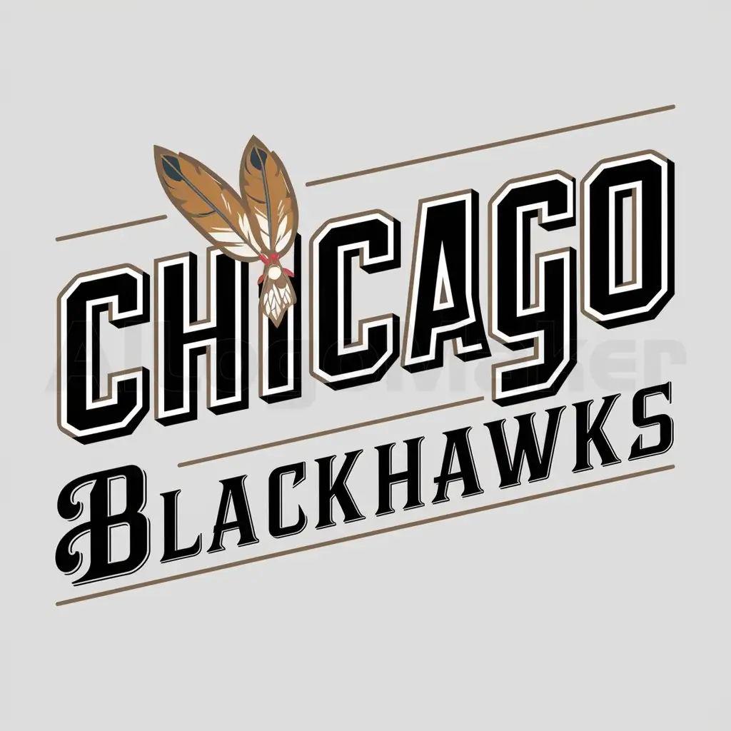 LOGO-Design-For-Chicago-BlackHawks-Native-American-Featherthemed-Text-on-Clear-Background
