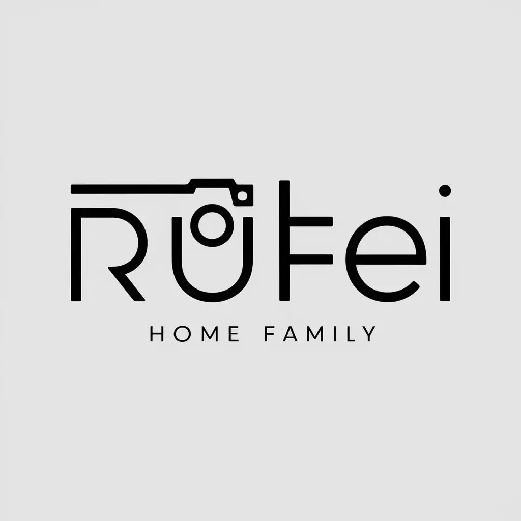 a logo design,with the text "rufei", main symbol:camera,Minimalistic,be used in Home Family industry,clear background