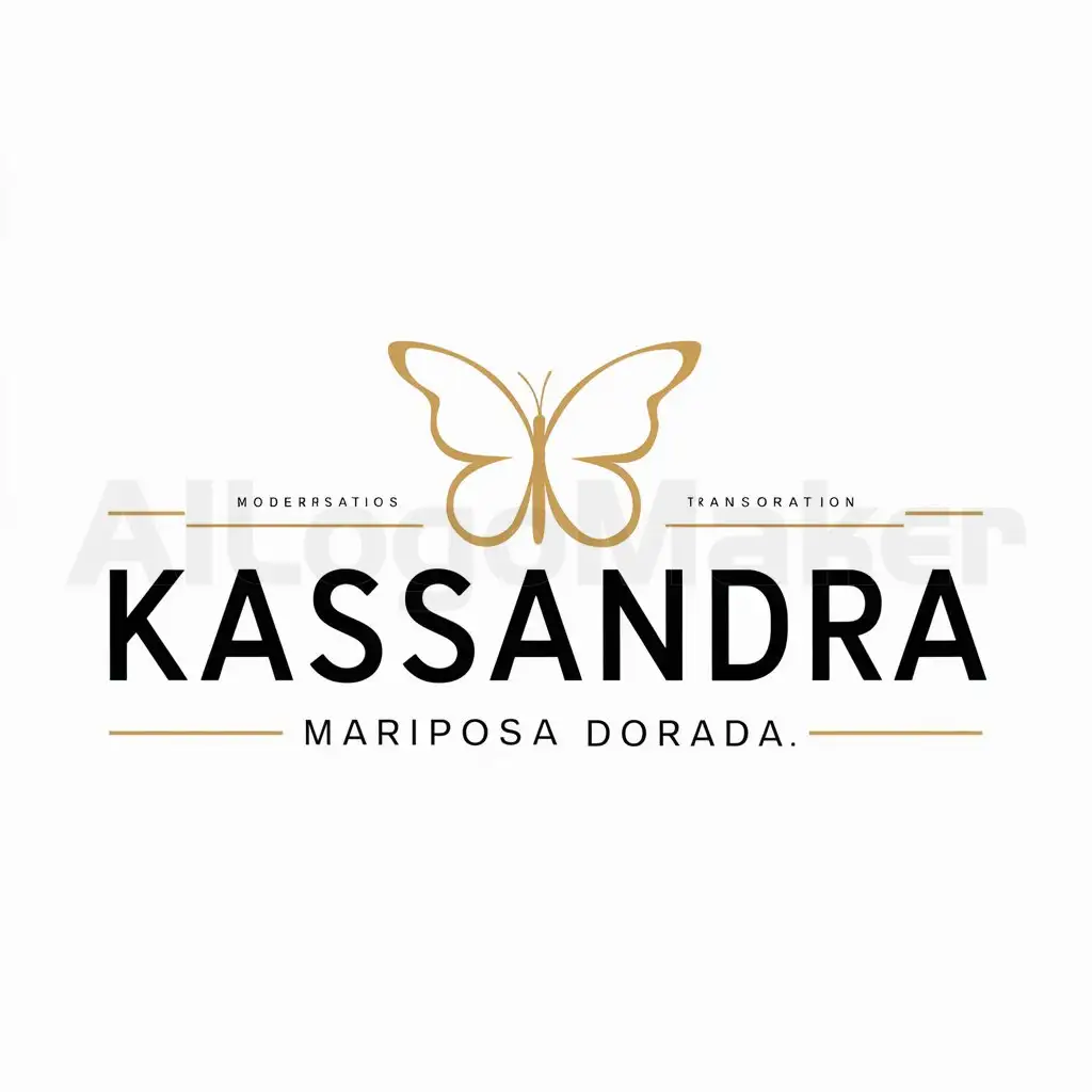 a logo design,with the text "Kassandra", main symbol:mariposa dorada,Moderate,clear background