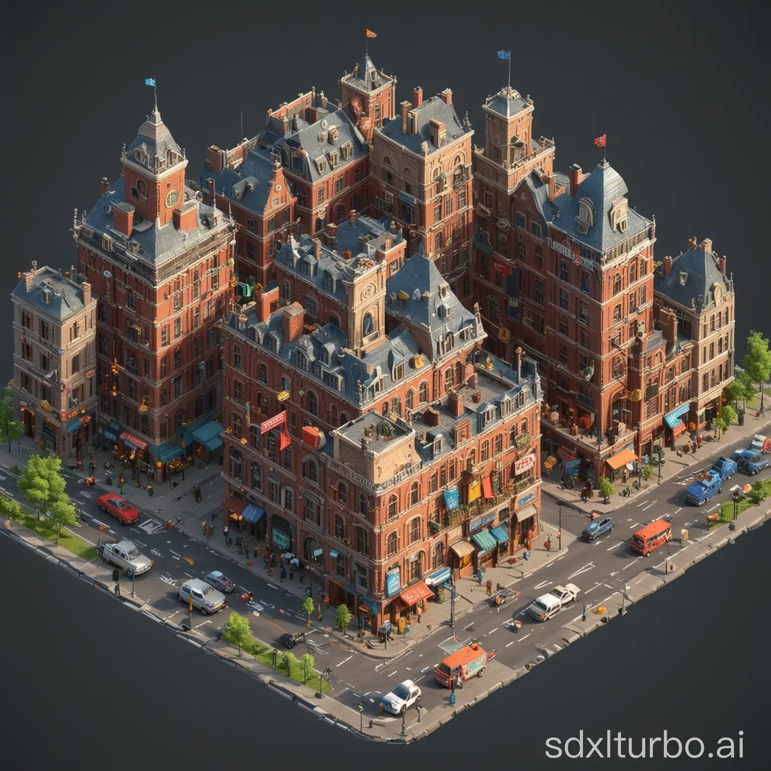 3d Pixar isometric city building