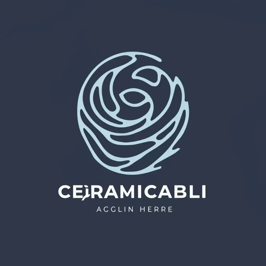 a logo design,with the text "CeramicAbili", main symbol:generate a logo representing an abstract form that recalls the silhouette of a ceramic artifact. The elegant lines and the sea,Moderate,clear background