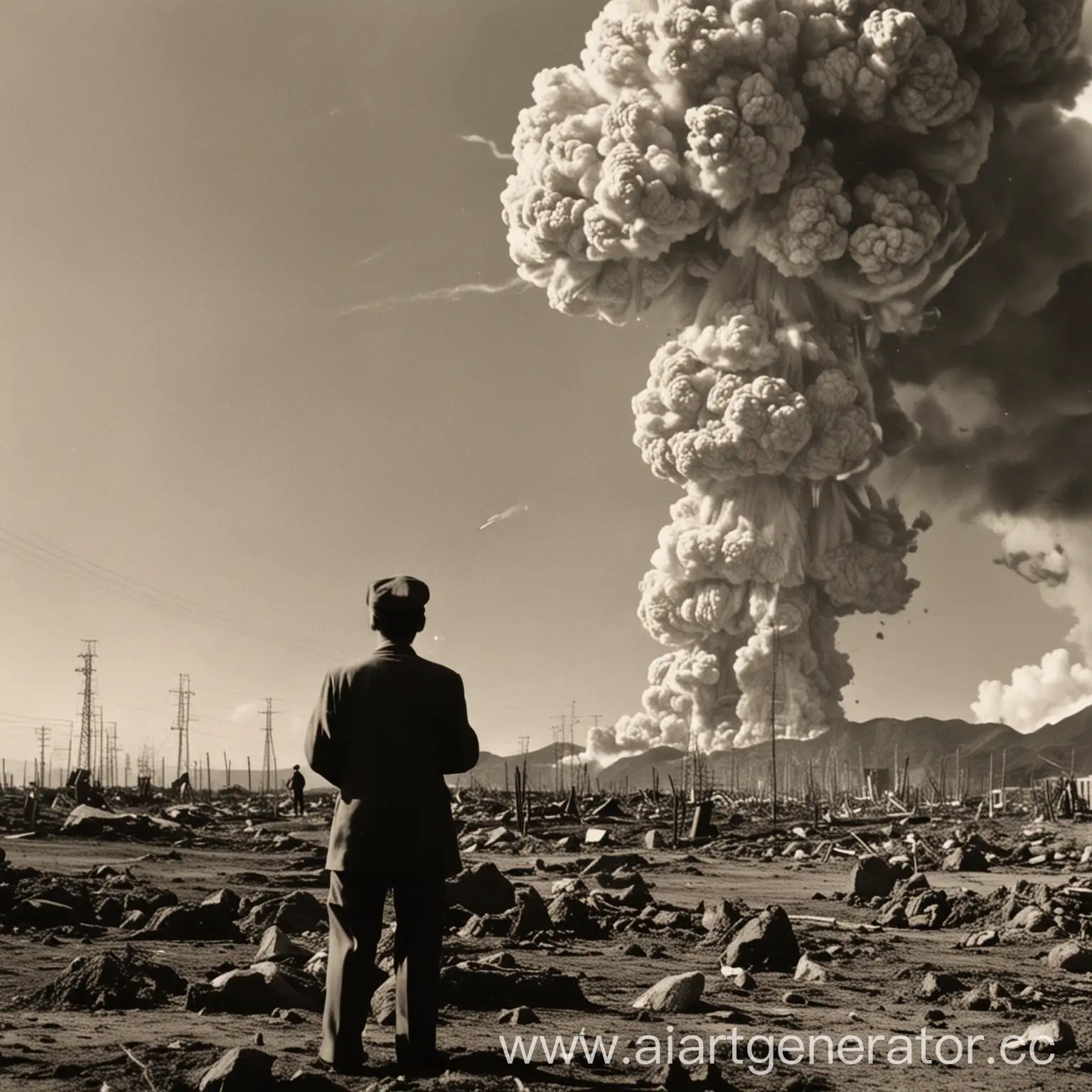 Man-Smoking-Cigarette-Watches-Nuclear-Bombing-in-Japan