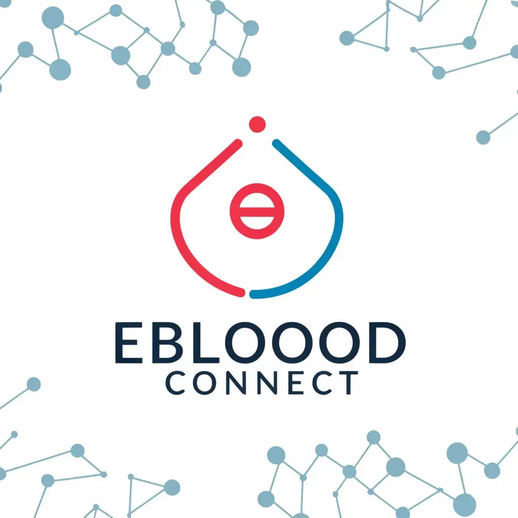 a logo design,with the text "eblood connect", main symbol:Data management solution for blood bank, red blue,complex,be used in healthcare industry,clear background