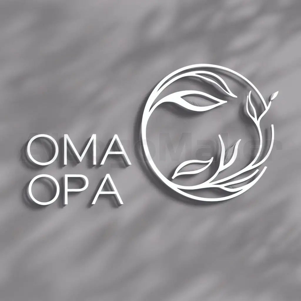LOGO-Design-For-Oma-Opa-Modern-Circle-with-Tea-Leaves-and-Organic-Theme-on-Clear-Background