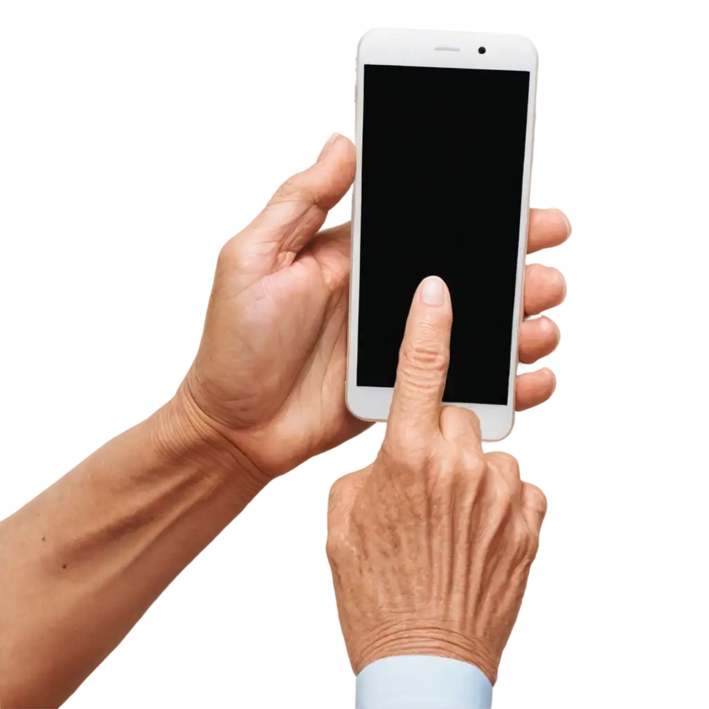 PNG-Image-of-Elderly-Hands-Clicking-on-a-Phone-HighQuality-Art-for-Digital-Engagement