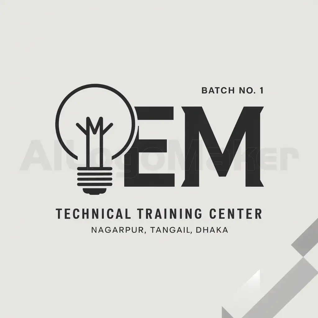 a logo design,with the text "EIM", main symbol:bulb circular,Moderate,be used in Technical Training Center Nagarpur, Tangail, Dhaka Batch No:- 1 industry,clear background