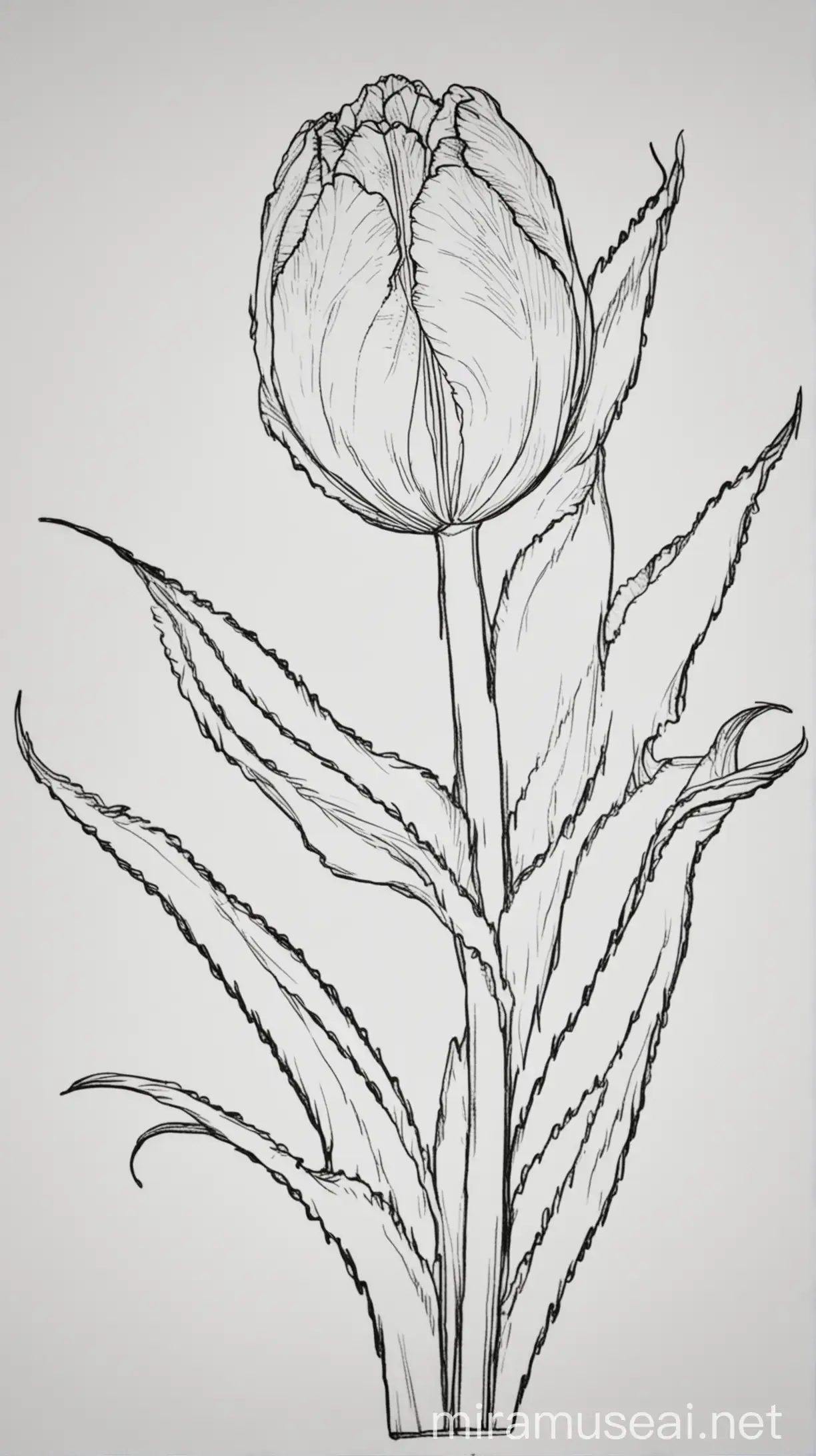 Coloring Page of Beautiful Tulip Flower