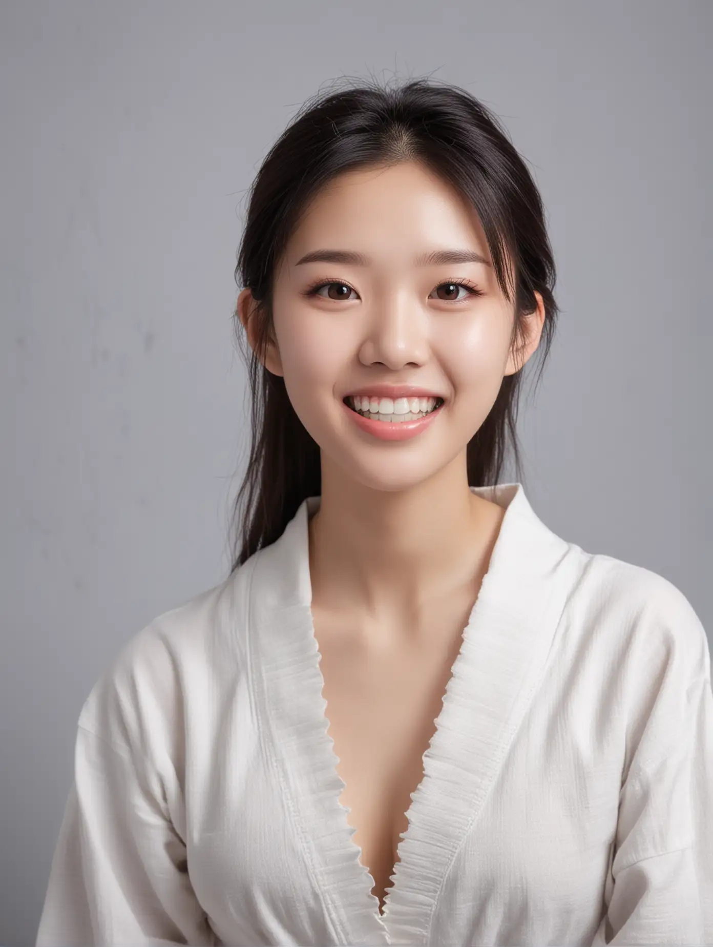 beautiful Chinese girl invisible correction teeth, full body like