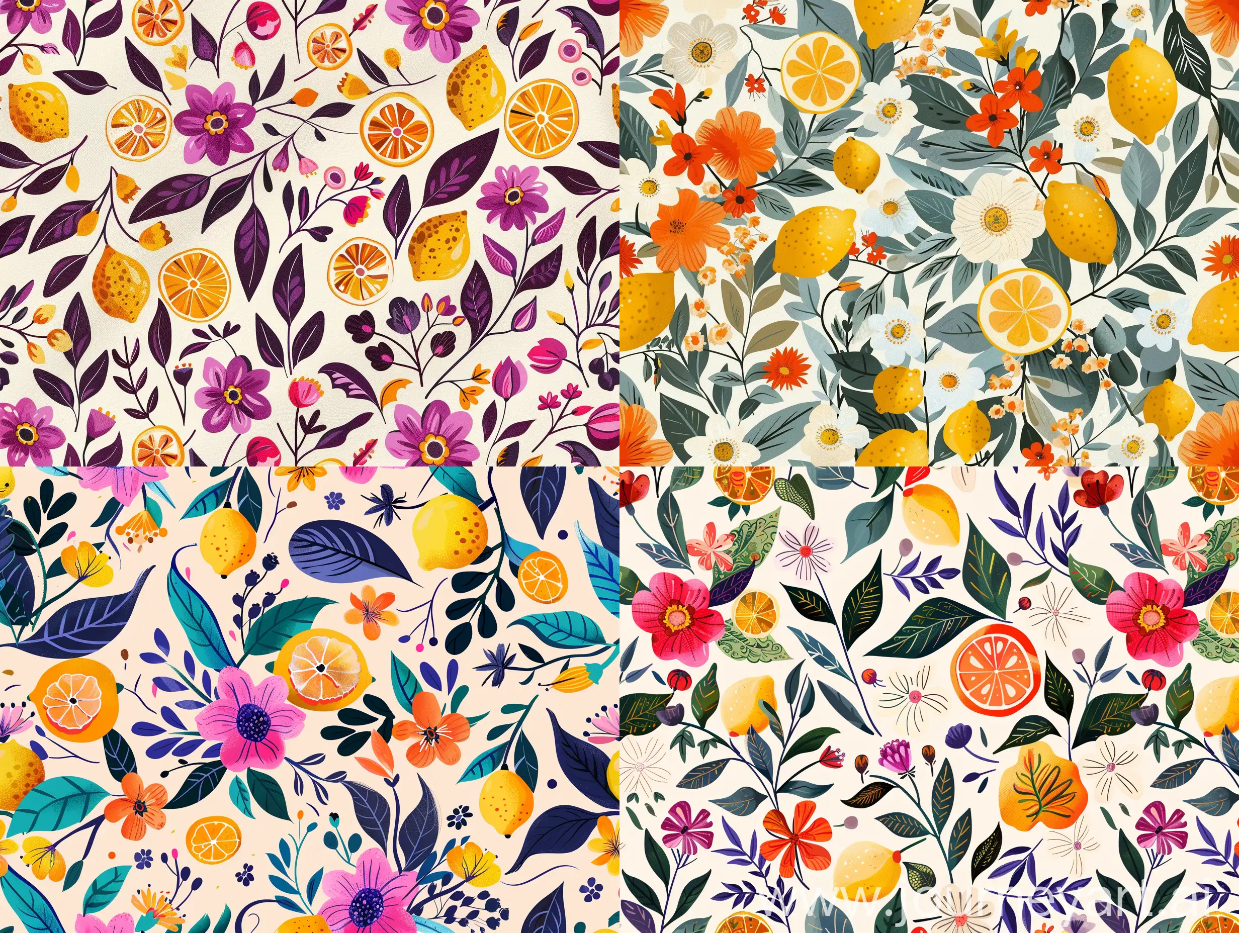 Indian-Style-Seamless-Fabric-Pattern-with-Fancy-Flowers-and-Lemons