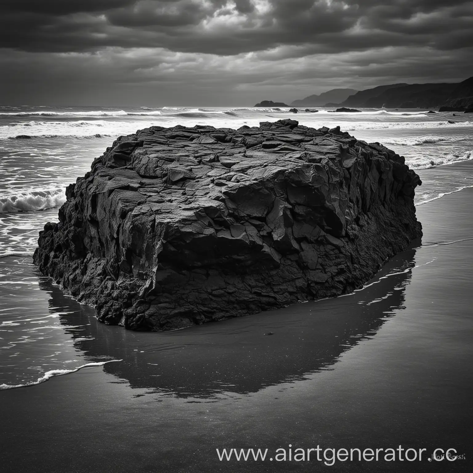 Majestic-Black-Rock-Formation-Against-Vibrant-Sunset-Sky