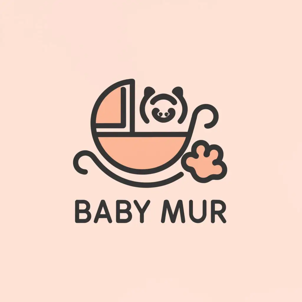 LOGO-Design-For-Baby-Mur-Minimalistic-Baby-Carriage-and-Cat-Paw-Theme