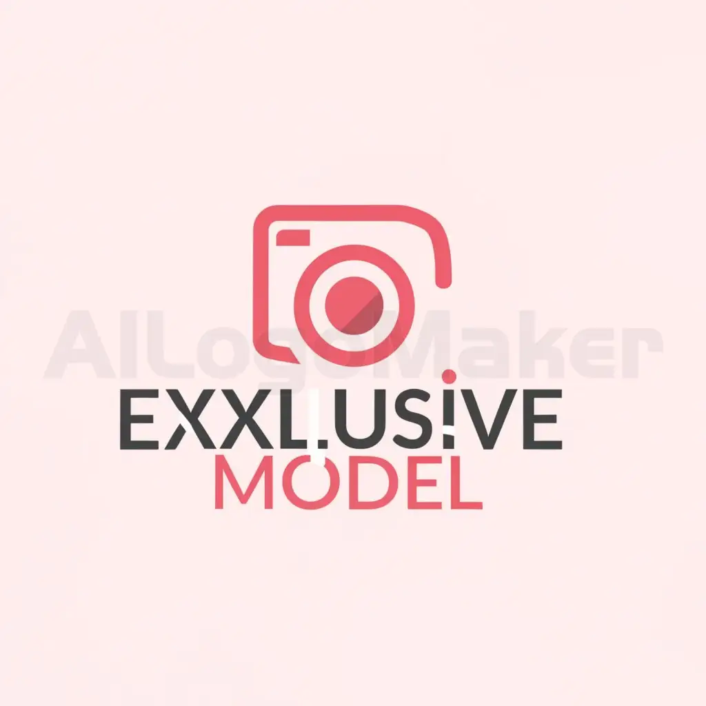a logo design,with the text "Exclusive model", main symbol:pink, white, loft style,Minimalistic,be used in webcam industry,clear background