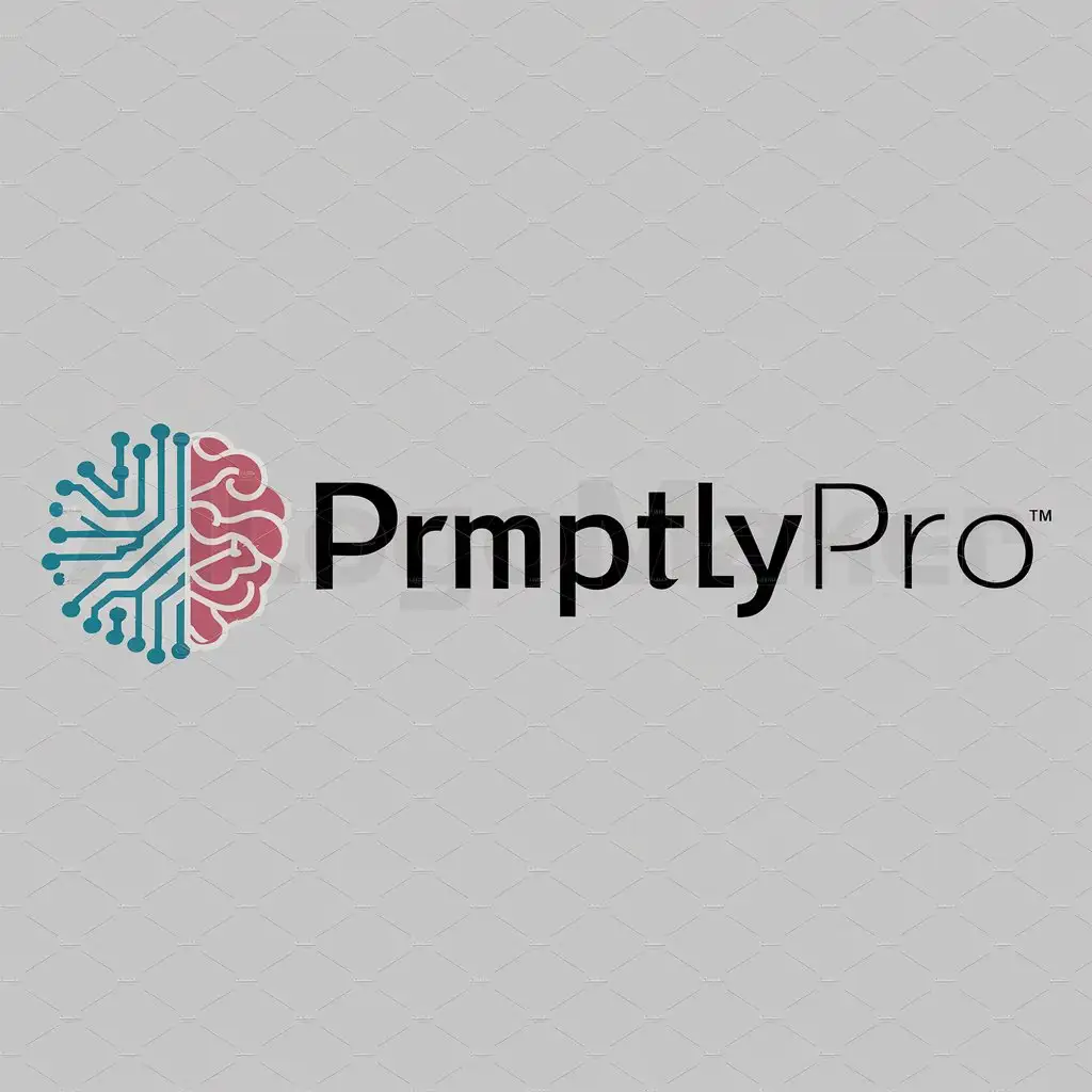 a logo design,with the text "PrmptlyPro", main symbol:circuit or brain, symbolizing AI,Moderate,be used in Technology industry,clear background