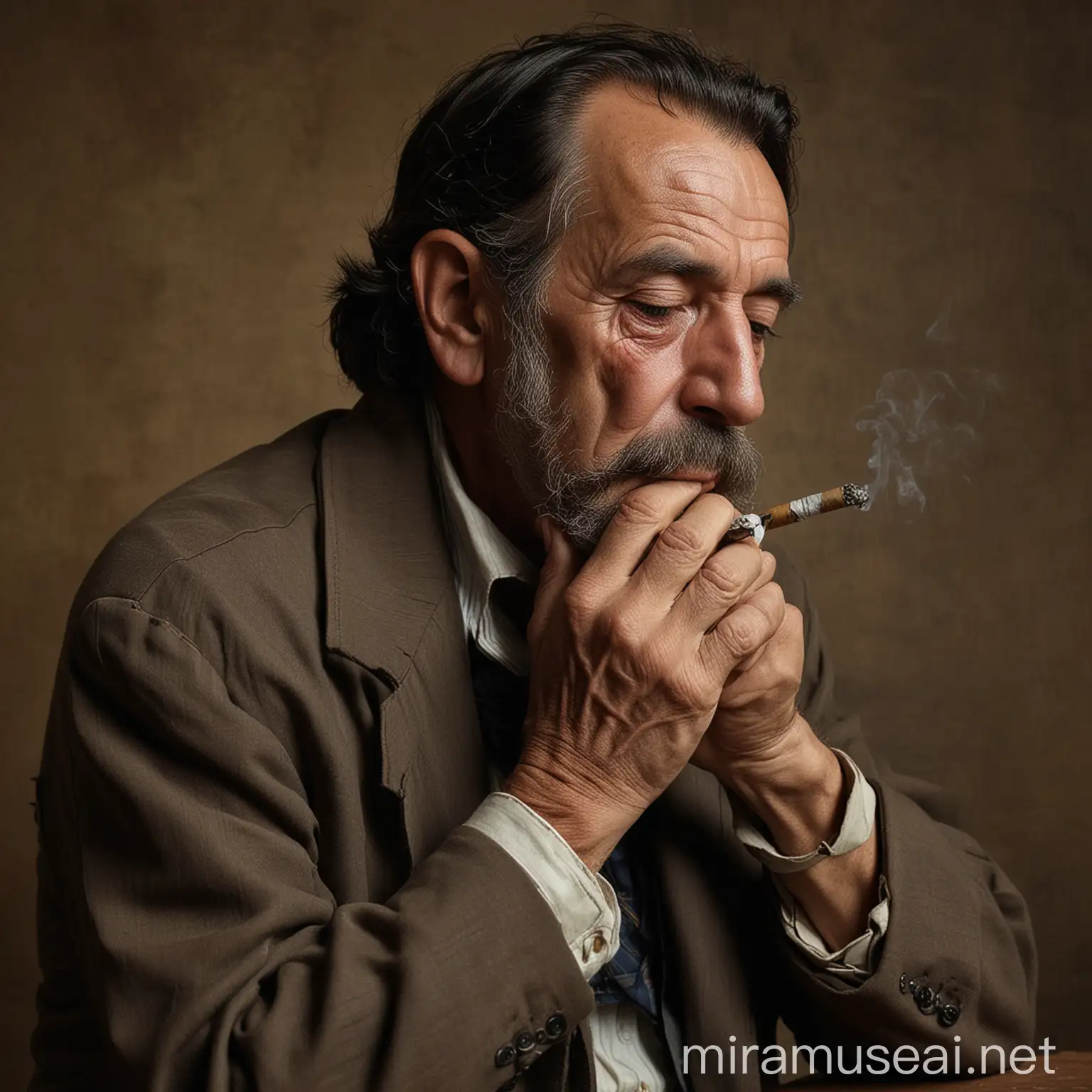 MiddleAged Man Smoking Marijuana in Relaxed Posture