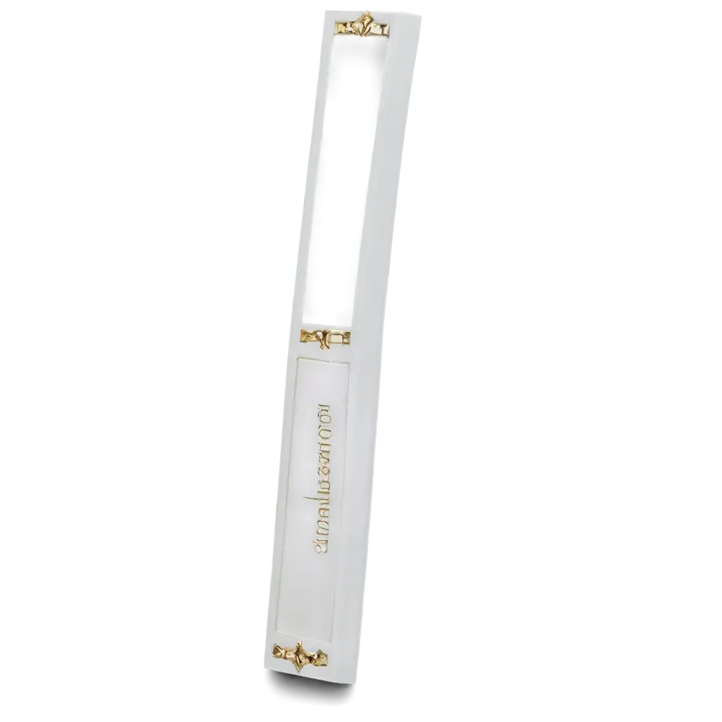 A rectangular white Jewish mezuzah