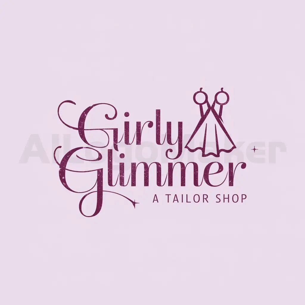 a logo design,with the text "Girly Glimmer", main symbol:clothes,tailor,girly clothes,tailor shop,Moderate,be used in Beauty Spa industry,clear background