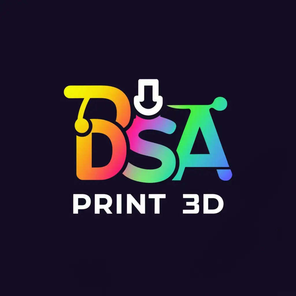 a logo design,with the text "DSA print 3D", main symbol:3D printer,Moderate,be used in Technology industry,clear background