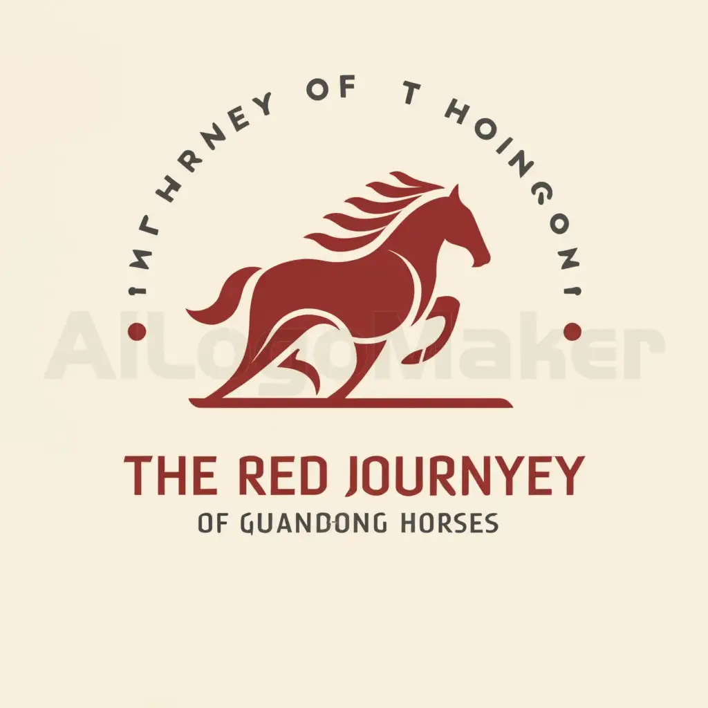 a logo design,with the text "The red journey of Guangdong horses.", main symbol:Simplicity, red horse, sun,Minimalistic,be used in Nonprofit industry,clear background