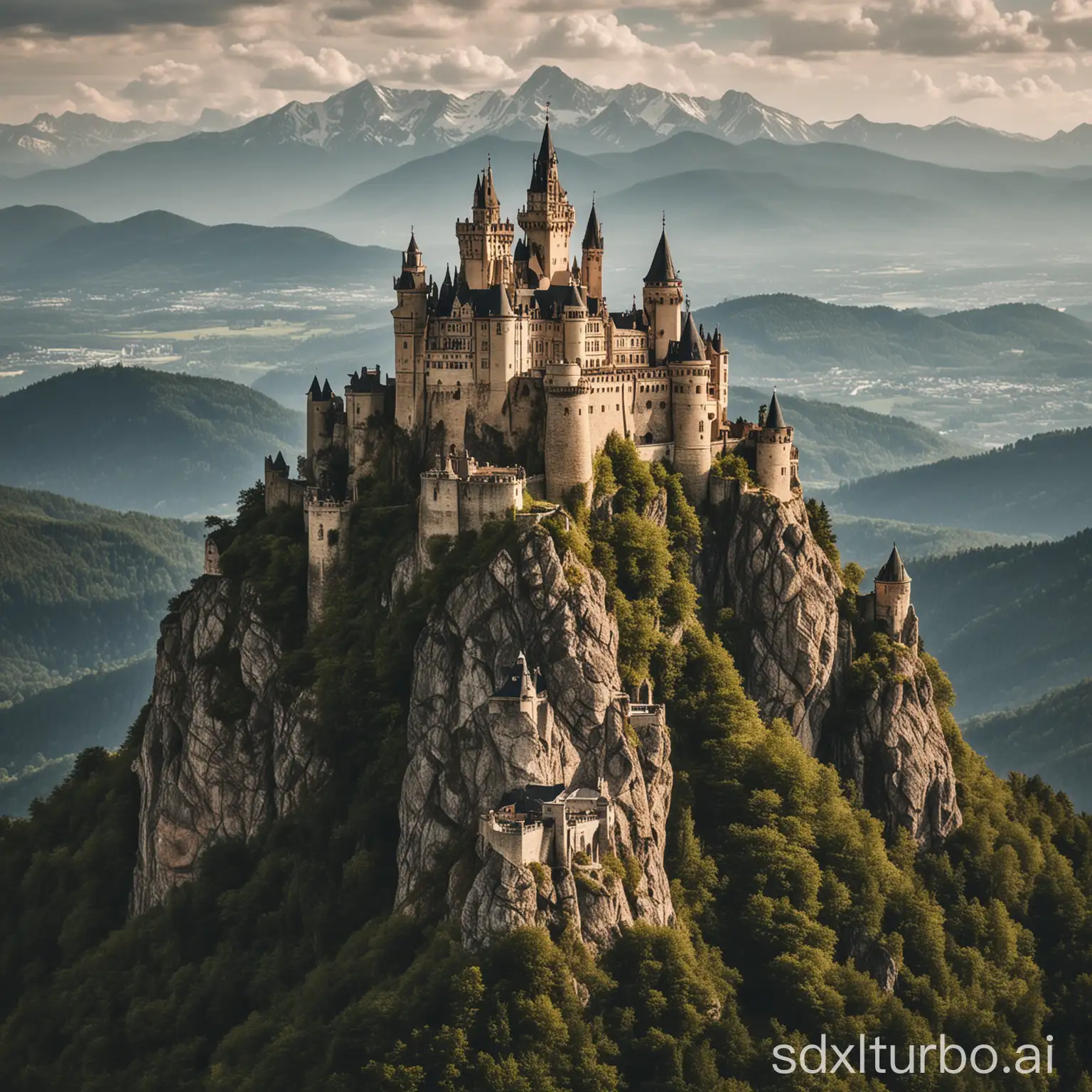two castles on mountain top