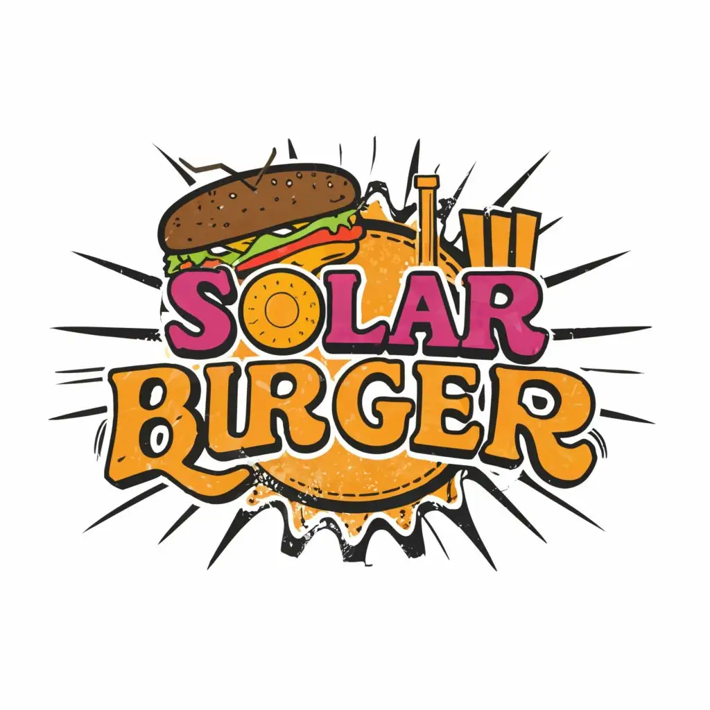 a logo design,with the text "Solar Burger ", main symbol:solar power / burger/  food cart/ people /happy/food truck,complex,be used in Restaurant industry,clear background