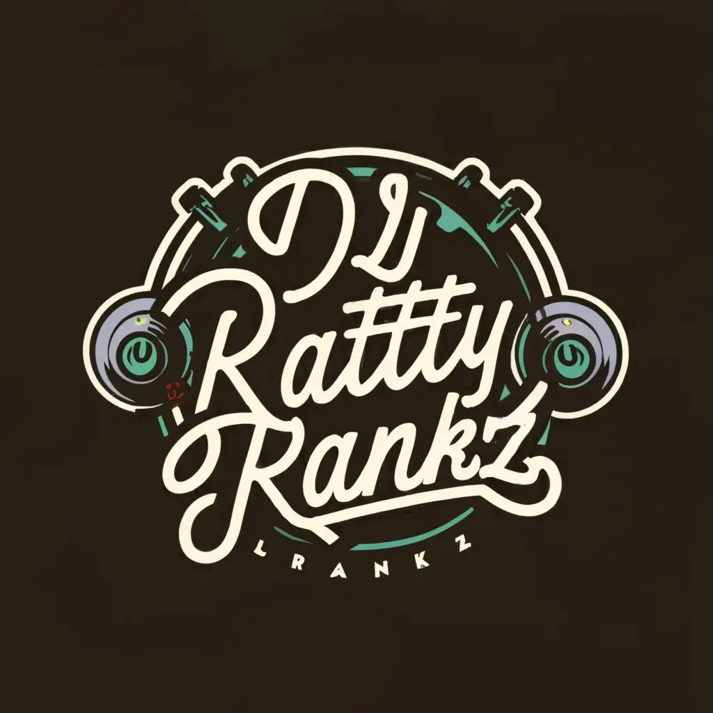 a logo design,with the text "Dj Ratty Rankz", main symbol:Disc jockey mixer,Moderate,be used in Entertainment industry,clear background
