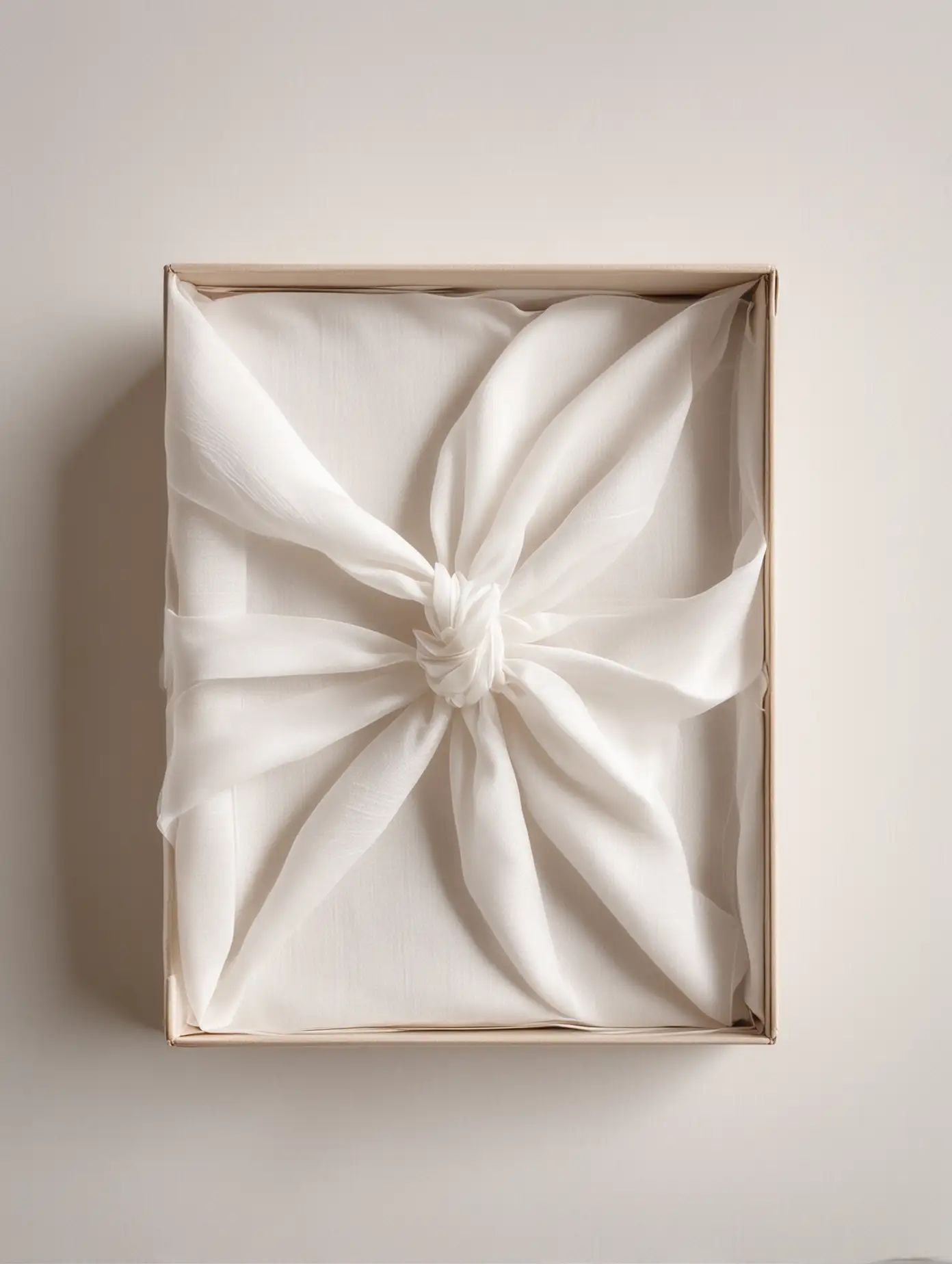 Elegant Organza Furoshiki Wrap Box on Plain White Background