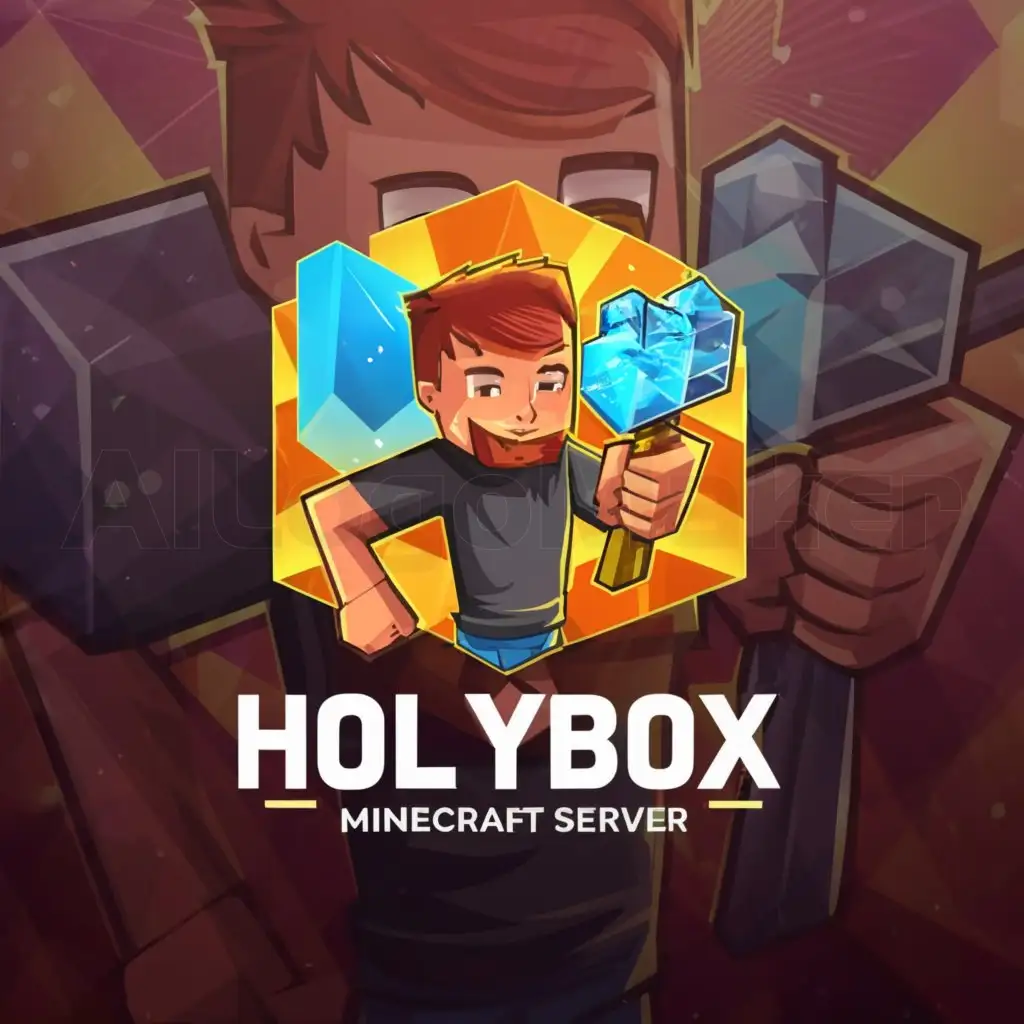 a logo design,with the text "holybox", main symbol:minecraft server,complex,be used in Internet industry,clear background